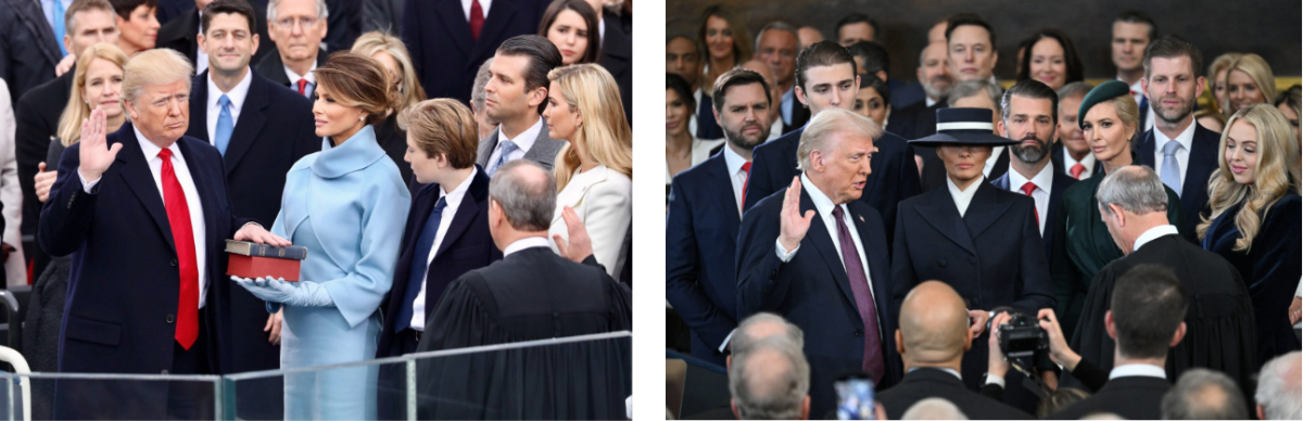 Trump at his first and second inaugurations.
Wikipedia and PBS News